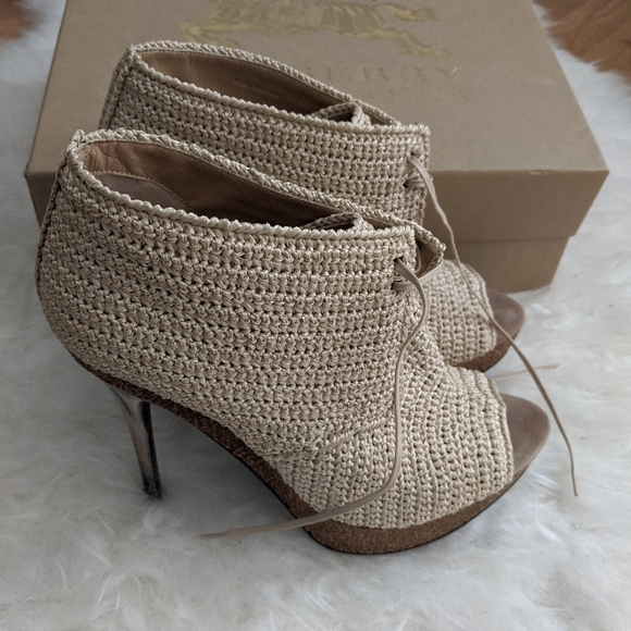 Burberry Darfield Crochet Peep Toe Booties - Picture 14 of 16